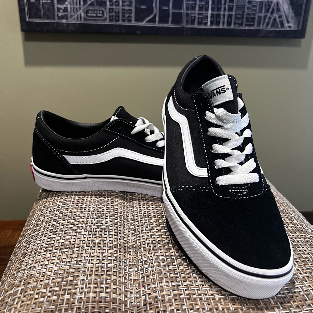 Black and white Suede Vans